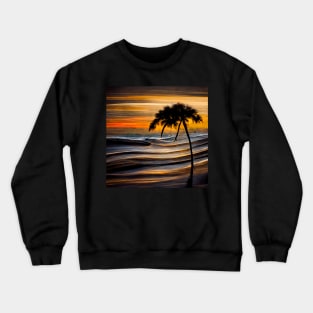 Crashing Waves at the Shore sea Life Tree Sunset Crewneck Sweatshirt